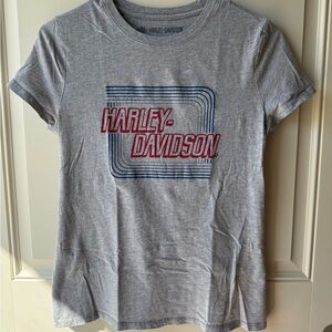 Harley-Davidson Gray Tee with Red and Blue Logo